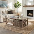 Coffee Table - Storage - Large - 1 Rattan Basket - Grey Wood