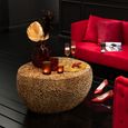 Coffee Table - Round - Coral Pattern - Gold Fretwork - Aluminium