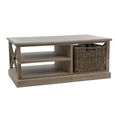 Coffee Table - Storage - Large - 1 Rattan Basket - Grey Wood