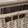 Coffee Table - Storage - Large - 1 Rattan Basket - Grey Wood
