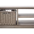 Coffee Table - Storage - Large - 1 Rattan Basket - Grey Wood