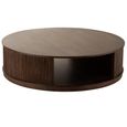 Reyi Fluted Coffe Table - Storage - Round - Large - On Wheels - Dark Brown - Mango Wood