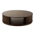 Reyi Fluted Coffe Table - Storage - Round - Large - On Wheels - Dark Brown - Mango Wood