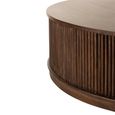 Reyi Fluted Coffe Table - Storage - Round - Large - On Wheels - Dark Brown - Mango Wood