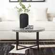 Boho Coffee Table - Black Bone Inlay - Round with Cross Base
