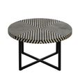 Boho Coffee Table - Black Bone Inlay - Round with Cross Base