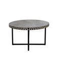 Boho Coffee Table - Black Bone Inlay - Round with Cross Base