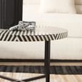 Boho Coffee Table - Black Bone Inlay - Round with Cross Base