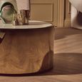 Carlox Coffee Table - Round - White Marble Effect with Gold Metal