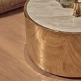 Carlox Coffee Table - Round - White Marble Effect with Gold Metal