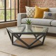 Cibo Coffee Table - Pentagonal - Clear Glass with Black Metal
