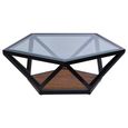 Cibo Coffee Table - Pentagonal - Clear Glass with Black Metal