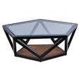 Cibo Coffee Table - Pentagonal - Clear Glass with Black Metal