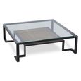 Cibo Coffee Table - Square - Clear Glass with Black Metal - with Shelf