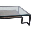 Cibo Coffee Table - Square - Clear Glass with Black Metal - with Shelf