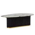 Doha Coffee Table - White Marble Oval with Black Fluted Base