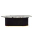 Doha Coffee Table - White Marble Oval with Black Fluted Base