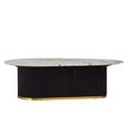 Doha Coffee Table - White Marble Oval with Black Fluted Base