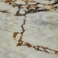 Doha Coffee Table - White Marble Oval with Black Fluted Base
