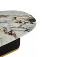 Doha Coffee Table - White Marble Oval with Black Fluted Base