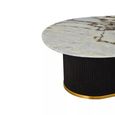 Doha Coffee Table - White Marble Oval with Black Fluted Base