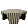 Fusion Coffee Table - Hexagonal - Striped Bone Inlay