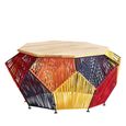 Fusion Coffee Table - Mango Wood with Multicoloured Woven Hexagonal Design