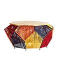 Fusion Coffee Table - Mango Wood with Multicoloured Woven Hexagonal Design