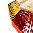 Fusion Coffee Table - Mango Wood with Multicoloured Woven Hexagonal Design