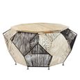 Fusion Coffee Table - Mango Wood with Woven Hexagonal Design