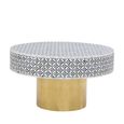 Fusion Coffee Table - White Bone Inlay - Round with Gold Base