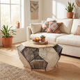 Fusion Coffee Table - Mango Wood with Woven Hexagonal Design