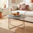 Fusion Coffee Table - Round - Black Bone Inlay