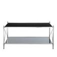 Hoffmann Coffee Table - Black Glass with Silver Metal