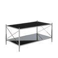 Hoffmann Coffee Table - Black Glass with Silver Metal