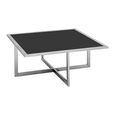 Horizon Coffee Table Set - Square - Black Glass with Silver Metal