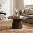 Salvator Curved Fluted Coffee Table - Round - Walnut - Mango Wood