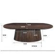 Salvator Curved Fluted Coffee Table - Oval - Walnut - Mango Wood
