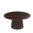 Salvator Curved Fluted Coffee Table - Round - Walnut - Mango Wood