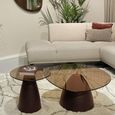 Brix Mylon Coffee Table - Abstract - Burgundy - Glass and Metal