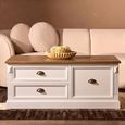 Hardwick Coffee Table - White Wood - 3 Drawer - Low