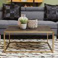 Kempton Coffee Table - Square - Grey Faux Shagreen with Gold Metal