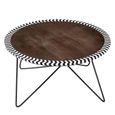 Artisan Coffee Table - Round - Brown Acacia Wood - with Metal Hairpin Legs