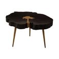 Asamra Coffee Table - Black Acacia Wood Log with Gold Legs