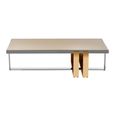 Demas Coffee Table - Taupe Glass with Metal Legs
