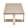 Demas Coffee Table - Taupe Glass with Metal Legs