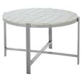 Eva Coffee Table - Round - White Marble with Silver Metal