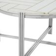 Eva Coffee Table - Round - White Marble with Silver Metal