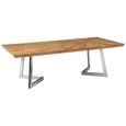 Gabar Coffee Table - Natural Bamboo Wood with Silver Metal