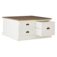 Hardwick Coffee Table - Square - White Wood - 6 Drawer
